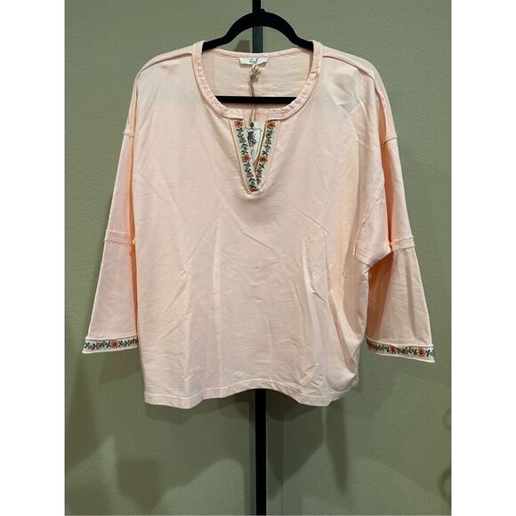 Size S (Oversized) Easel Los Angeles Notched V-Neckline 100% Cotton Terry Knit P - Picture 3 of 11